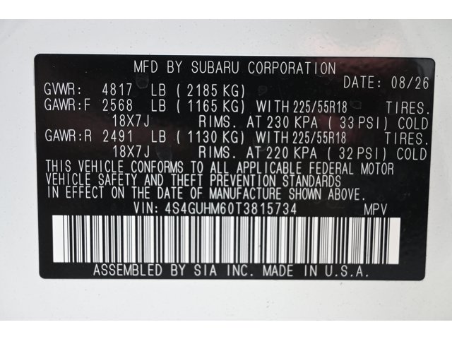 New 2026 CRYSTAL WHITE PEARL Subaru Limited image 35