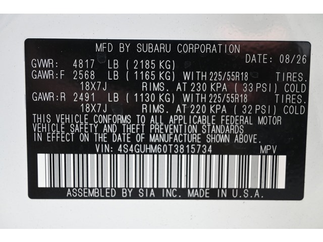 New 2026 CRYSTAL WHITE PEARL Subaru Limited image 36