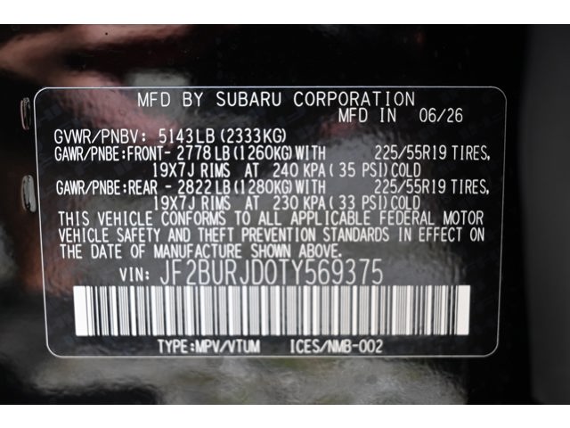 New 2026 CRYSTAL BLACK SILICA Subaru Touring XT image 38