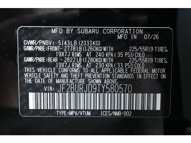 New 2026 CRYSTAL BLACK SILICA Subaru Touring XT image 37