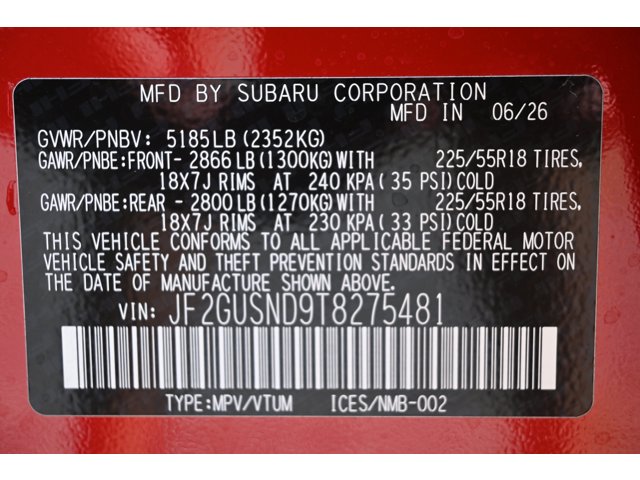 New 2026 PURE RED Subaru Limited Hybrid image 36